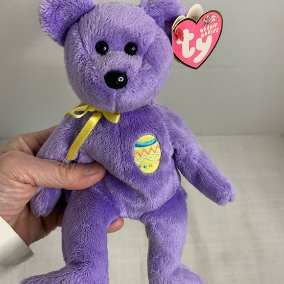 TY BEANIE BABY | “Eggs III” the Purple Easter Bear with tag - Picture 2 of 10